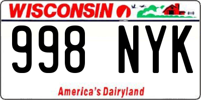 WI license plate 998NYK