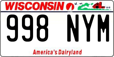 WI license plate 998NYM