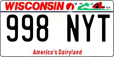 WI license plate 998NYT