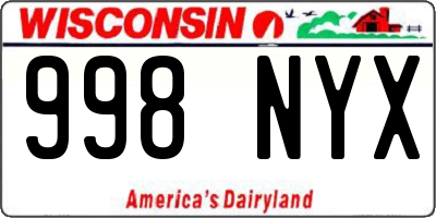 WI license plate 998NYX