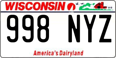 WI license plate 998NYZ
