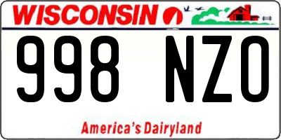 WI license plate 998NZO