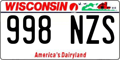 WI license plate 998NZS