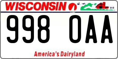 WI license plate 998OAA