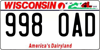 WI license plate 998OAD