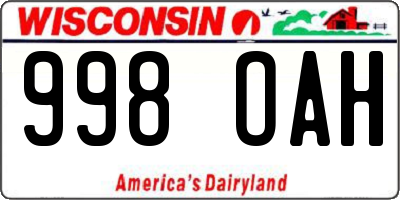 WI license plate 998OAH