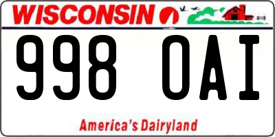 WI license plate 998OAI