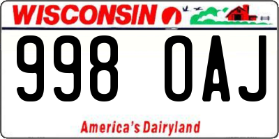 WI license plate 998OAJ