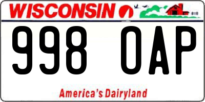 WI license plate 998OAP