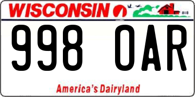 WI license plate 998OAR
