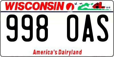WI license plate 998OAS