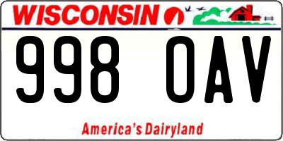 WI license plate 998OAV