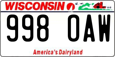 WI license plate 998OAW