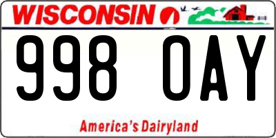 WI license plate 998OAY