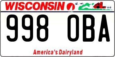 WI license plate 998OBA