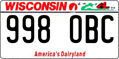 WI license plate 998OBC
