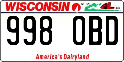 WI license plate 998OBD