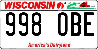 WI license plate 998OBE
