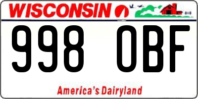 WI license plate 998OBF