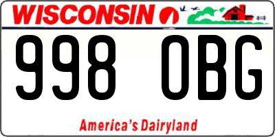WI license plate 998OBG