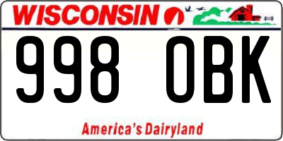 WI license plate 998OBK