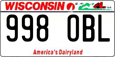 WI license plate 998OBL