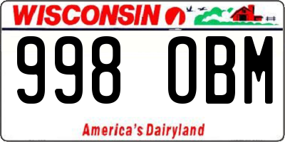 WI license plate 998OBM
