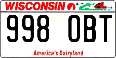 WI license plate 998OBT