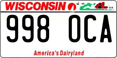 WI license plate 998OCA