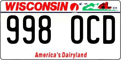 WI license plate 998OCD