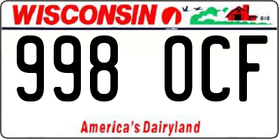 WI license plate 998OCF