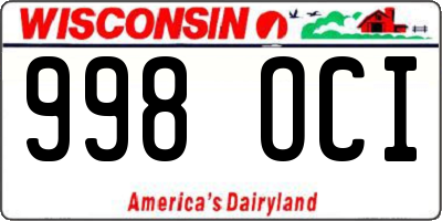 WI license plate 998OCI