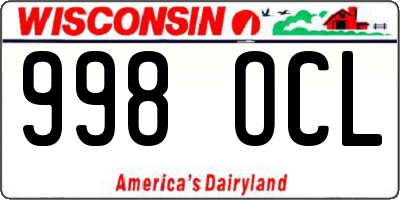 WI license plate 998OCL