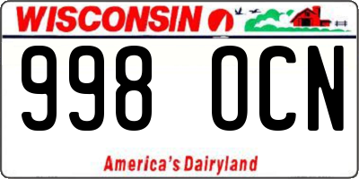 WI license plate 998OCN
