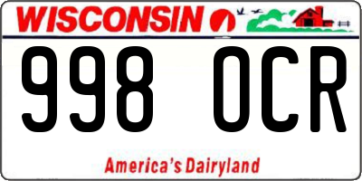 WI license plate 998OCR