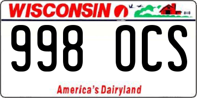 WI license plate 998OCS