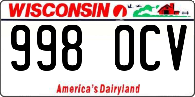 WI license plate 998OCV