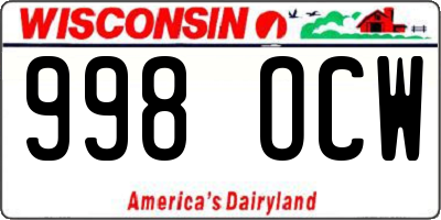 WI license plate 998OCW