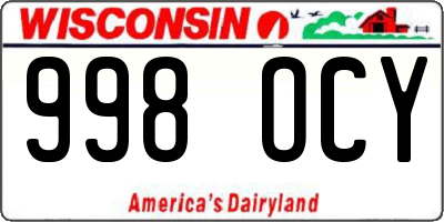 WI license plate 998OCY