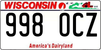 WI license plate 998OCZ