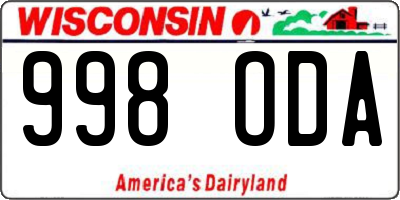 WI license plate 998ODA