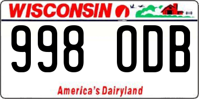 WI license plate 998ODB