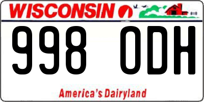 WI license plate 998ODH