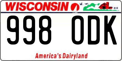 WI license plate 998ODK