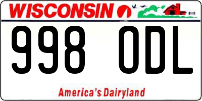 WI license plate 998ODL