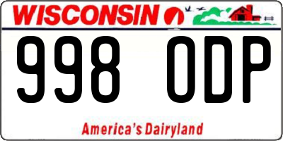 WI license plate 998ODP