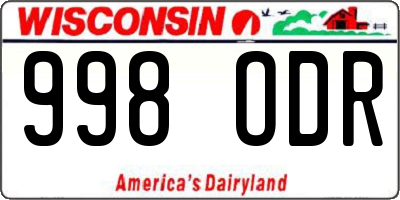 WI license plate 998ODR