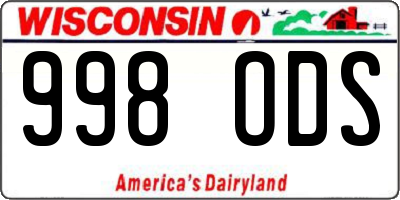 WI license plate 998ODS