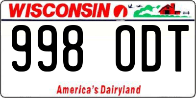 WI license plate 998ODT