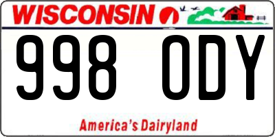 WI license plate 998ODY